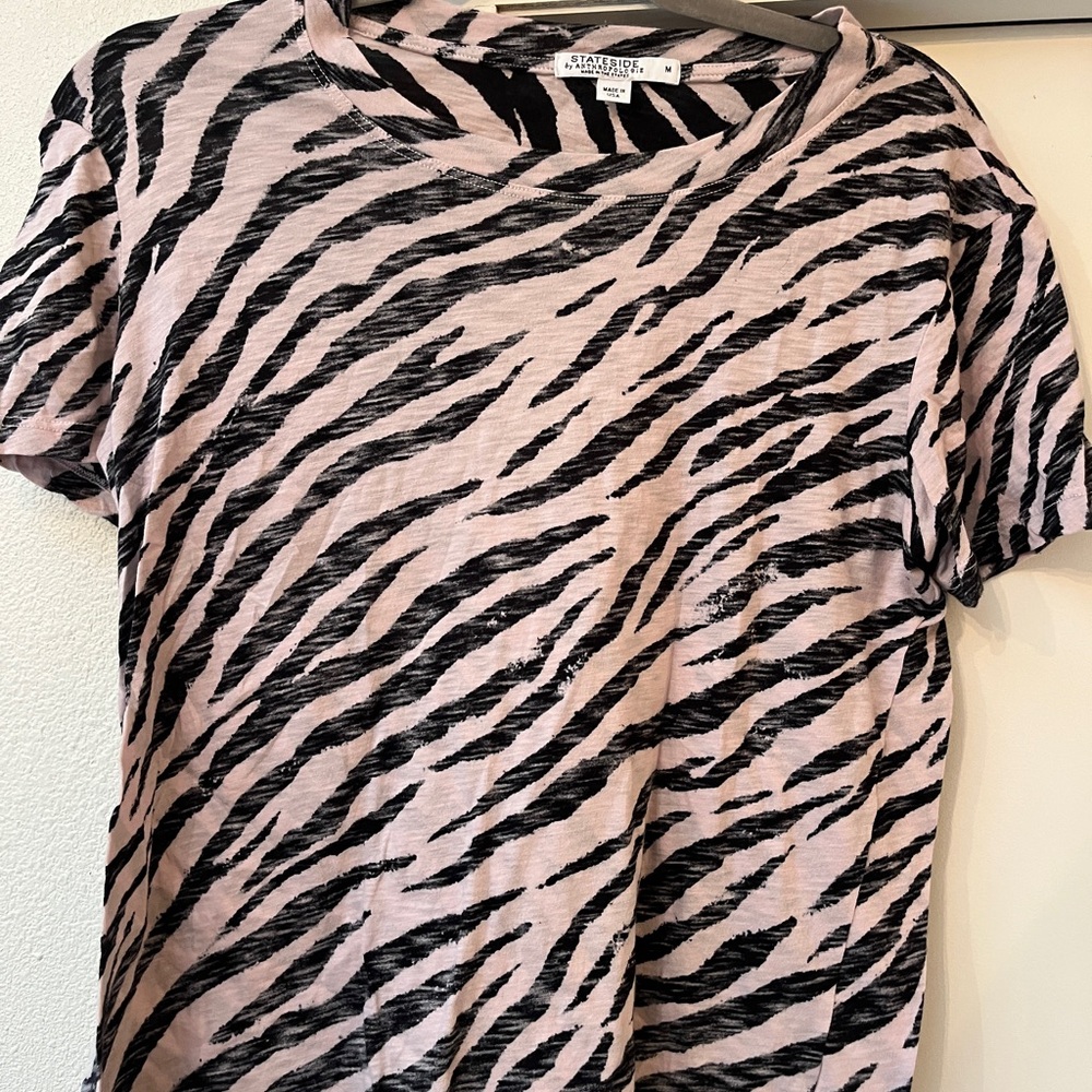 Anthropologie Pink and Black Animal Print Top